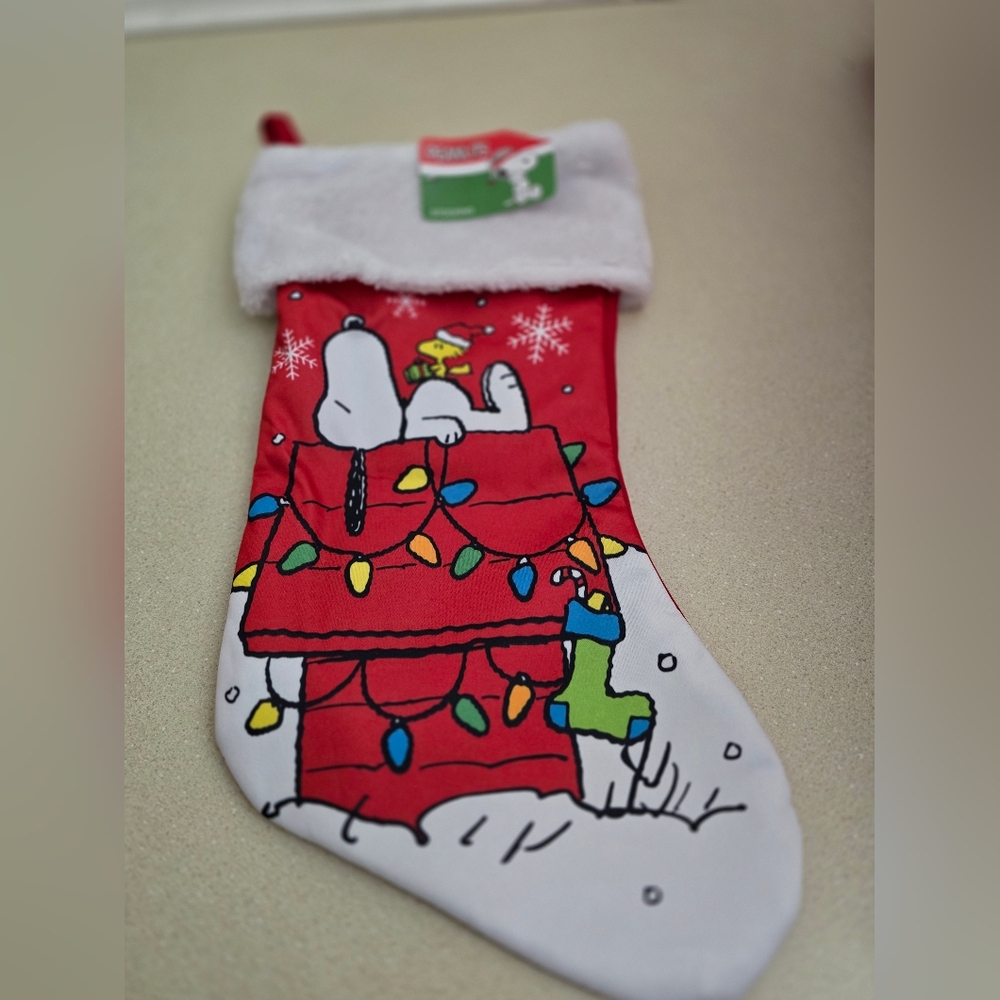 Colorful Christmas Stocking with Snoopy Design